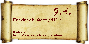 Fridrich Adorján névjegykártya